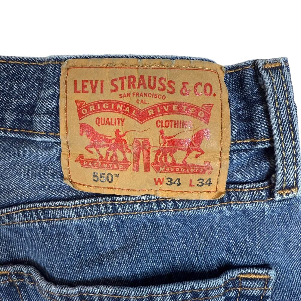 Levi's 550 Jeans Men 34x34 Blue Denim Distressed High-Rise Relaxed Fit Straight - Picture 4 of 15
